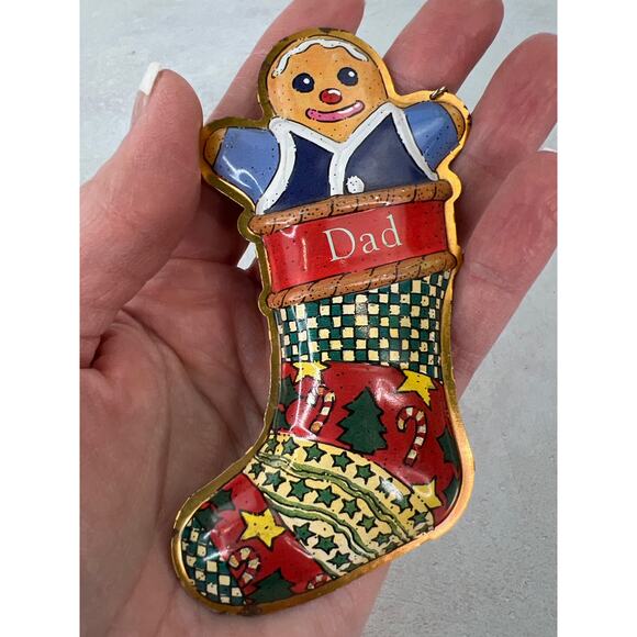 1999 Hallmark Dad/ Pressed Tin‎ Gingerbread Man in Stocking - Picture 5 of 6
